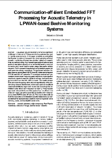 Communication-efficient Embedded FFT Processing for Acoustic Telemetry in LPWAN-based Beehive Monitoring Systems, Journal of Telecommunications and Information Technology, 2026, nr 3