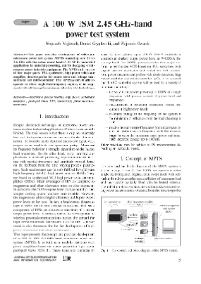 A 100 W ISM 2.45 GHz-band power test system, Journal of Telecommunications and Information Technology, 2005, nr 2