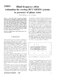 Blind frequency offset estimation for overlap PCC-OFDM systems in presence of phase noise, Journal of Telecommunications and Information Technology, 2003, nr 2