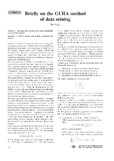 Briefly on the GUHA method of data mining, Journal of Telecommunications and Information Technology, 2003, nr 3