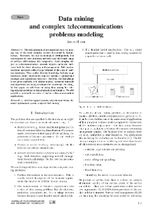 Data mining and complex telecommunications problems modeling, Journal of Telecommunications and Information Technology, 2003, nr 3