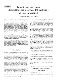 Interfacing war game simulations with tactical C2 systems – dream or reality?, Journal of Telecommunications and Information Technology, 2003, nr 4