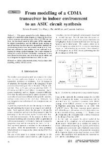From modelling of a CDMA transceiver in indoor environment to an ASIC circuit synthesis, Journal of Telecommunications and Information Technology, 2001, nr 3