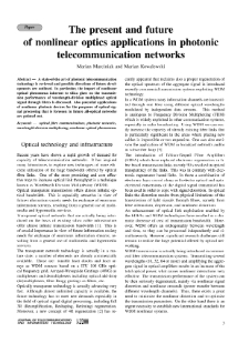 The present and future of nonlinear optics applications in photonic telecommunication networks, Journal of Telecommunications and Information Technology, 2000, nr 1-2
