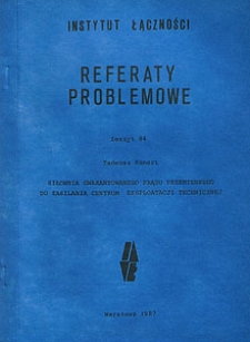 Siłownia gwarantowanego prądu przemiennego do zasilania Centrum Eksploatacji Technicznej. Referaty Problemowe, 1987, zeszyt 84